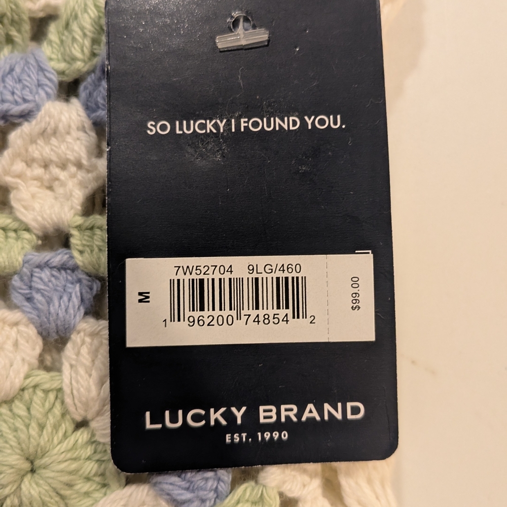 Lucky Brand Crochet Tank with Blue and Green Squares - Picture 3 of 4